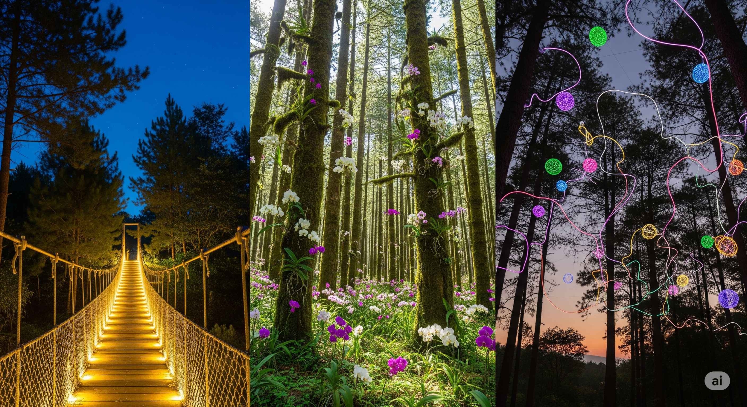 Orchid Forest Cikole: Jembatan Gantung Menyala di Tengah Hutan Pinus